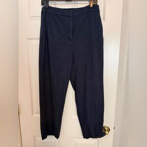 Express Heather Navy Blue High-Waist Ankle Editor Pant